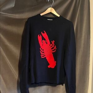 Sandro Navy Sweater with Red Lobster Motif